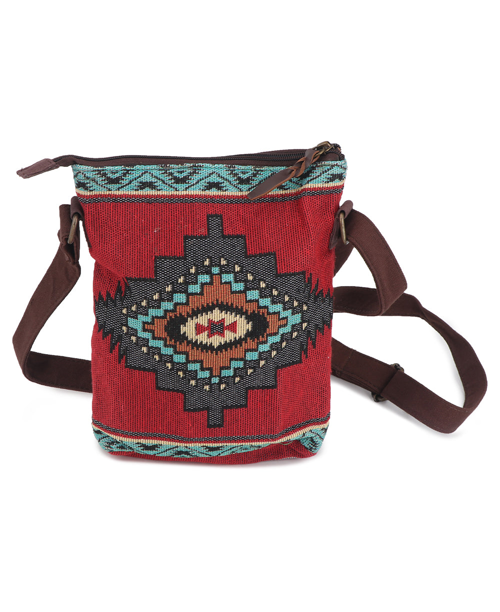 Artisan Tribal Woven Textile Crossbody Bag with Adjustable Strap
