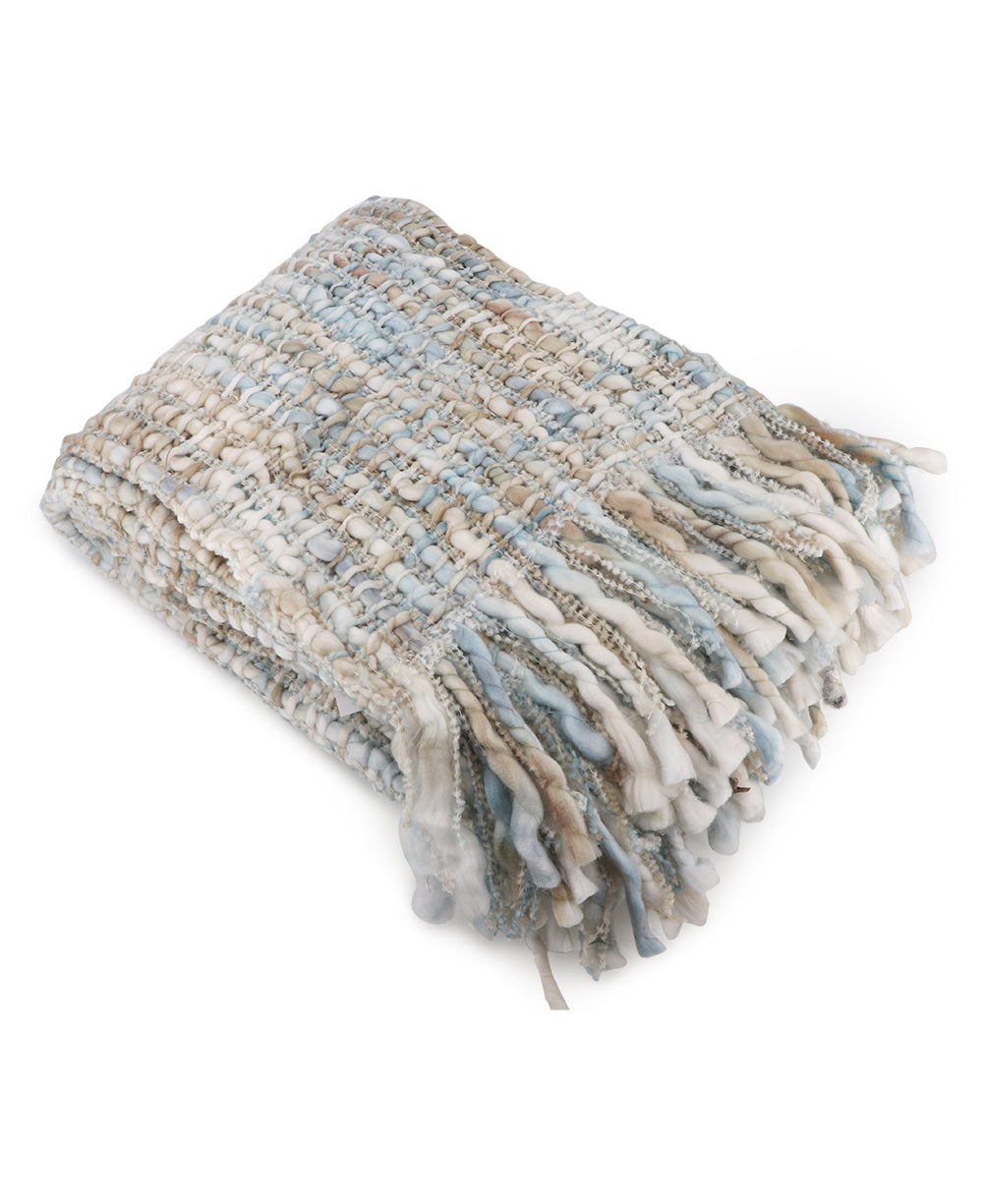 Cozy Thick Yarn Weave Throw Blanket with Self Fringe Tassel