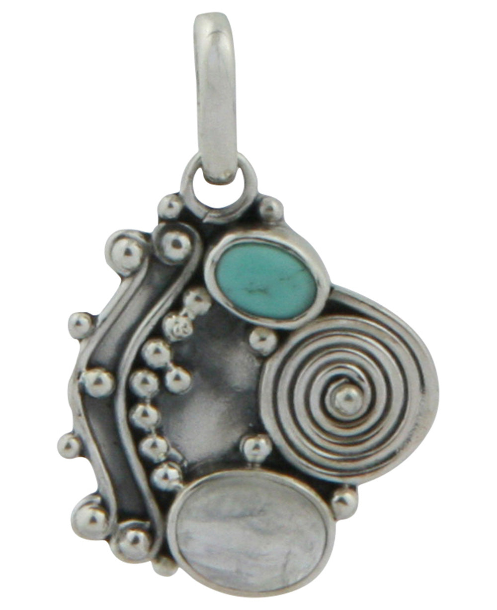 Moonstone and Turquoise Monsoon Storm Pendant