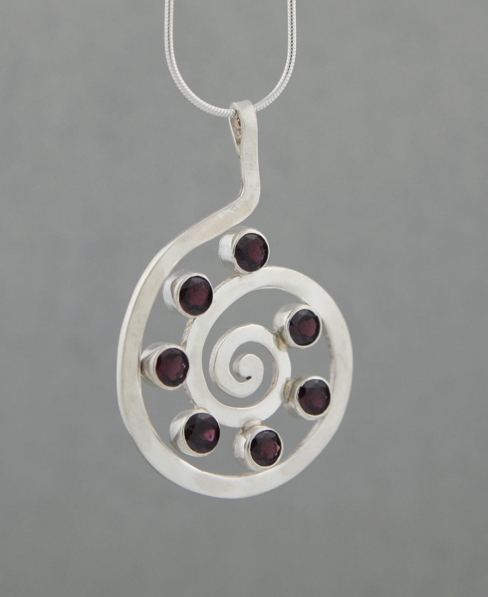 Garnet Gemstone Spiral Pendant