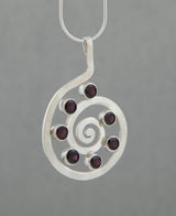 Garnet Gemstone Spiral Pendant
