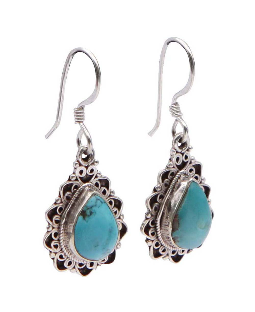 Turquoise Tears Sterling Silver Gemstone Earrings
