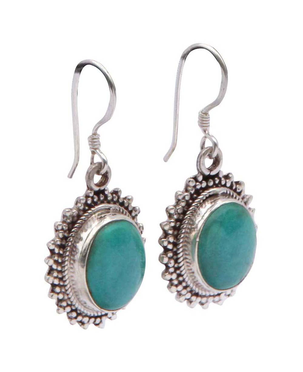 Turquoise Oval Earrings With Sterling Silver