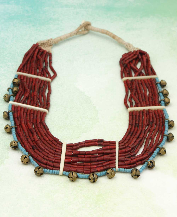 Crimson Bead Sun Necklace