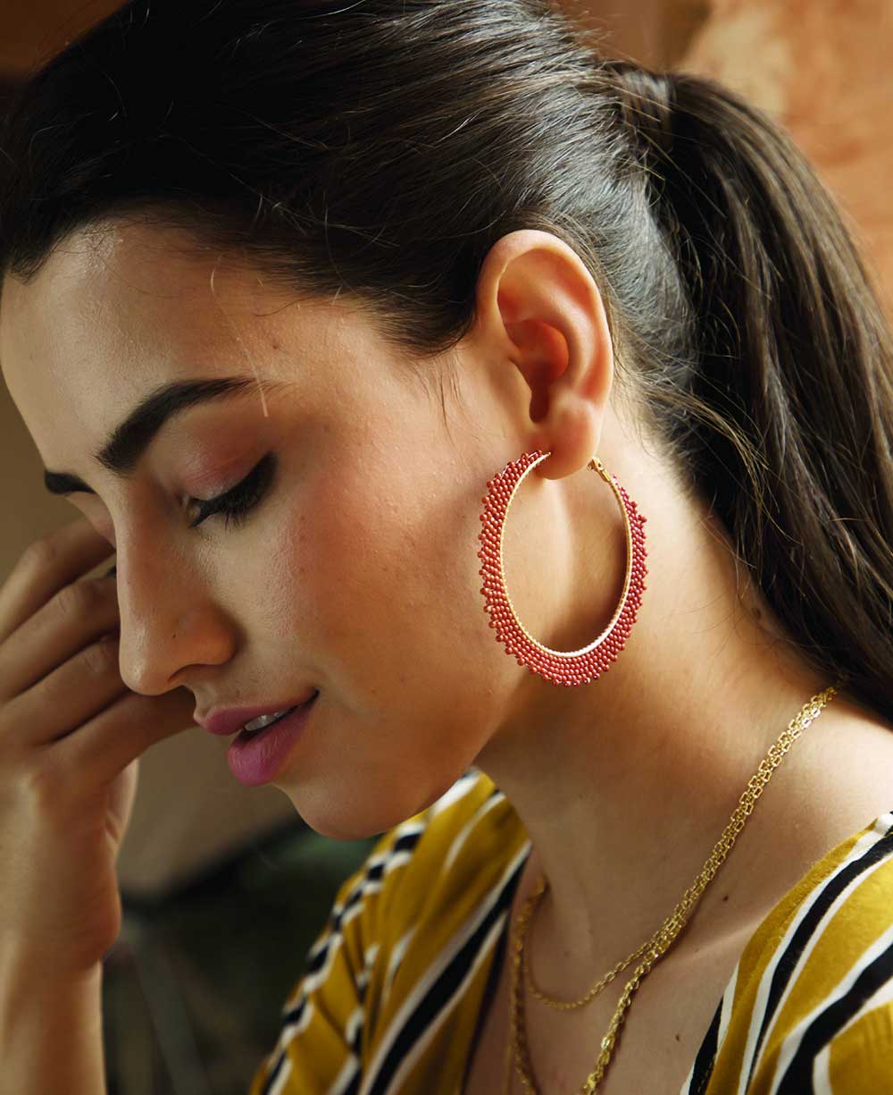 Beaded Hoop Earrings