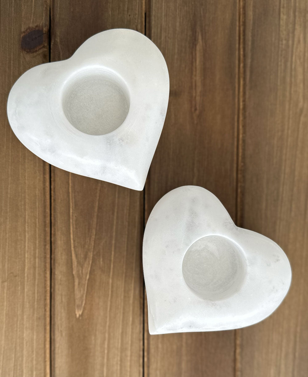 Elegant white marble heart tea light holders