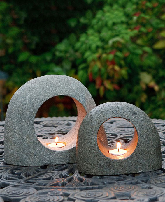 Stone Moon Tealight Holders