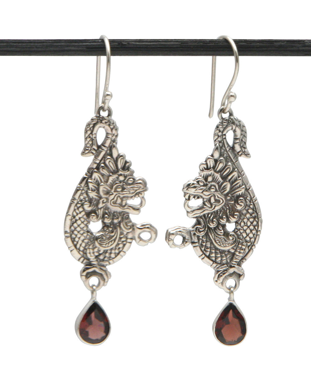 Garnet Dragon Earrings