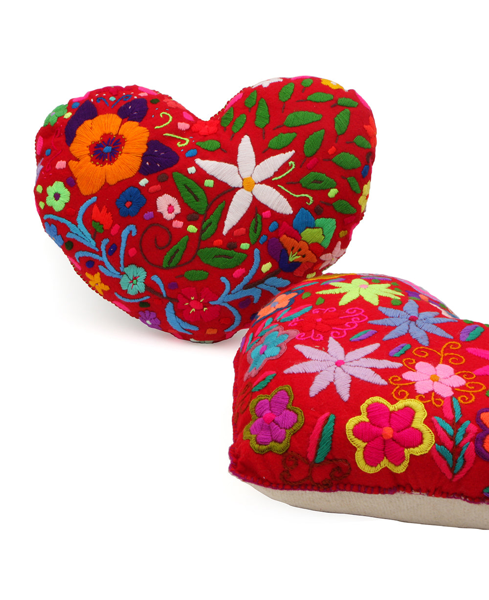 Embroidered Heart Pillows