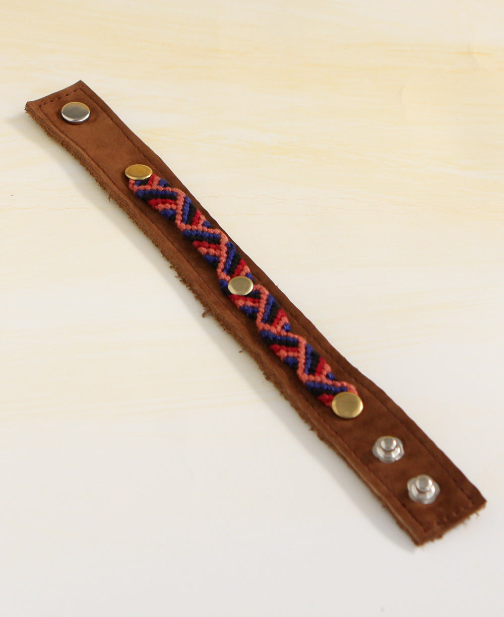 Guatemalan Woven Leather Snap Bracelet