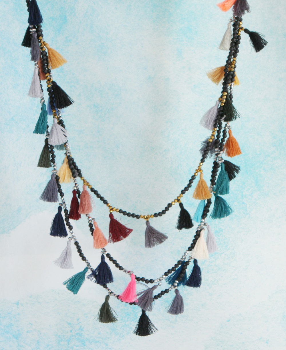 Multicolor Bali Tassel Necklace