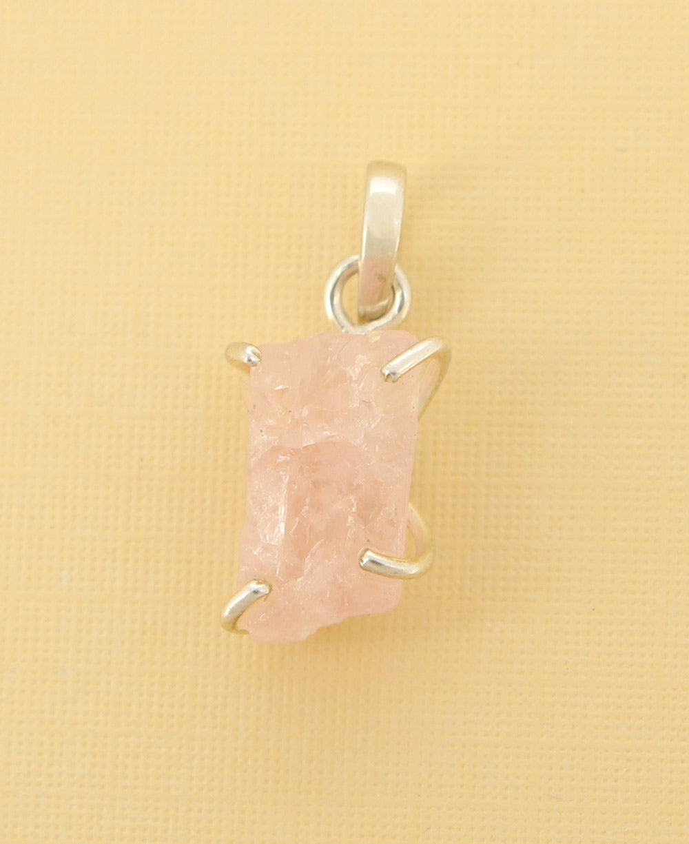 Raw Cut Rose Quartz Pendant