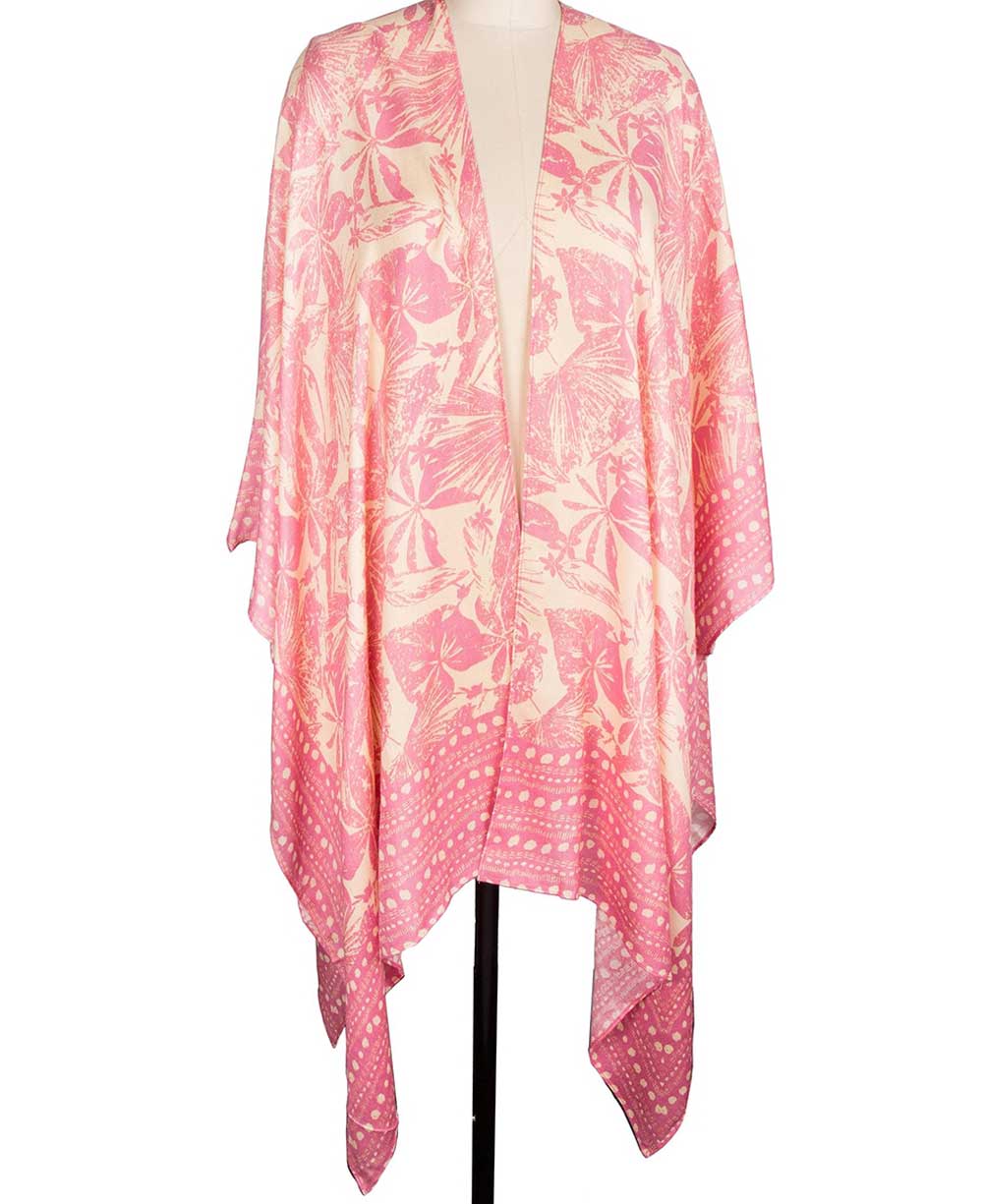 Rose Garden Block Print Inspired Kimono Wrap