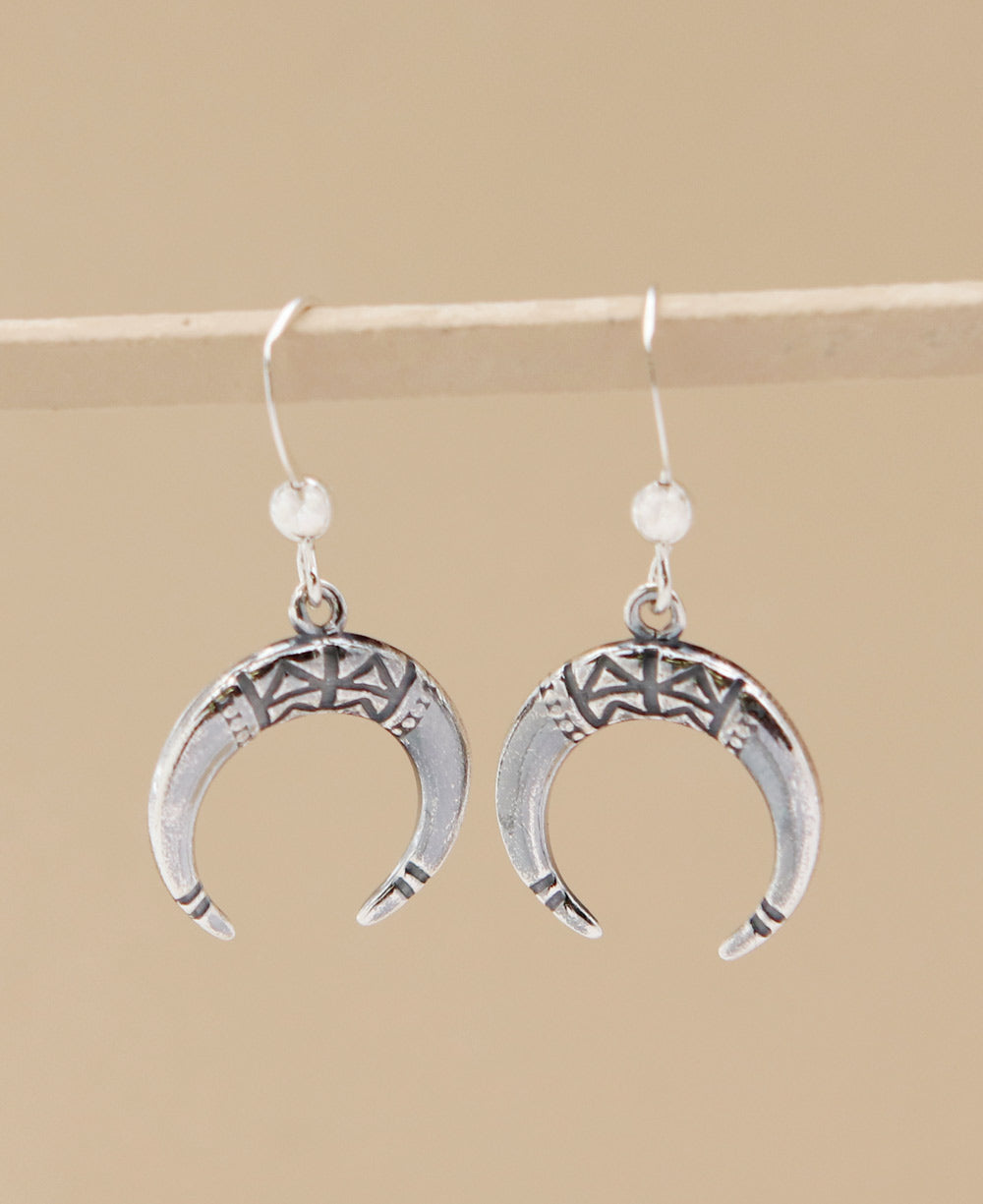 Silver Horn Tribal Earrings