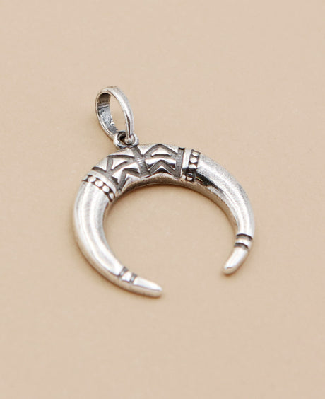 Silver Horn Tribal Pendant