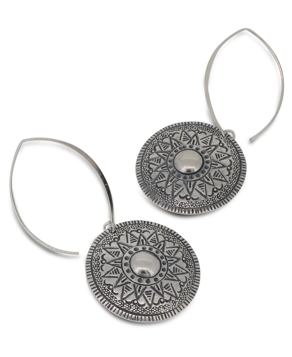 Oxidized silver mandala earrings