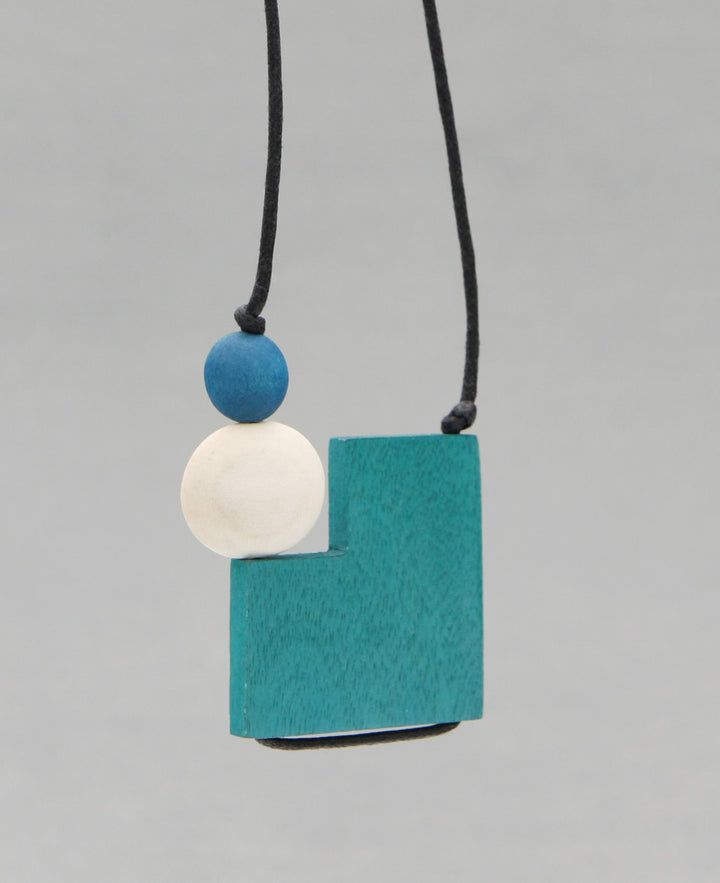 Square Teal Pendant Necklace