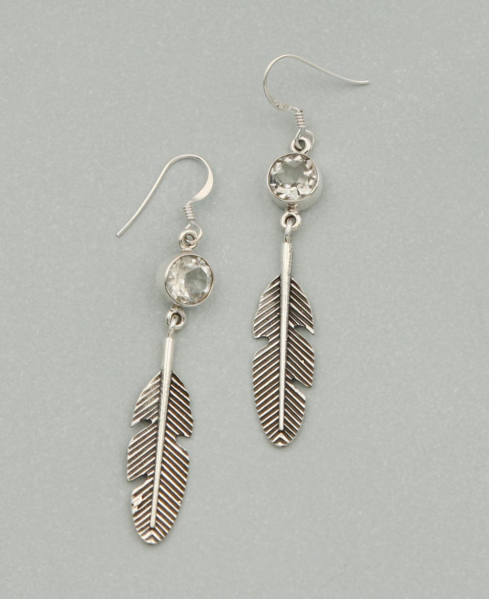 Gemstone Feather Earrings