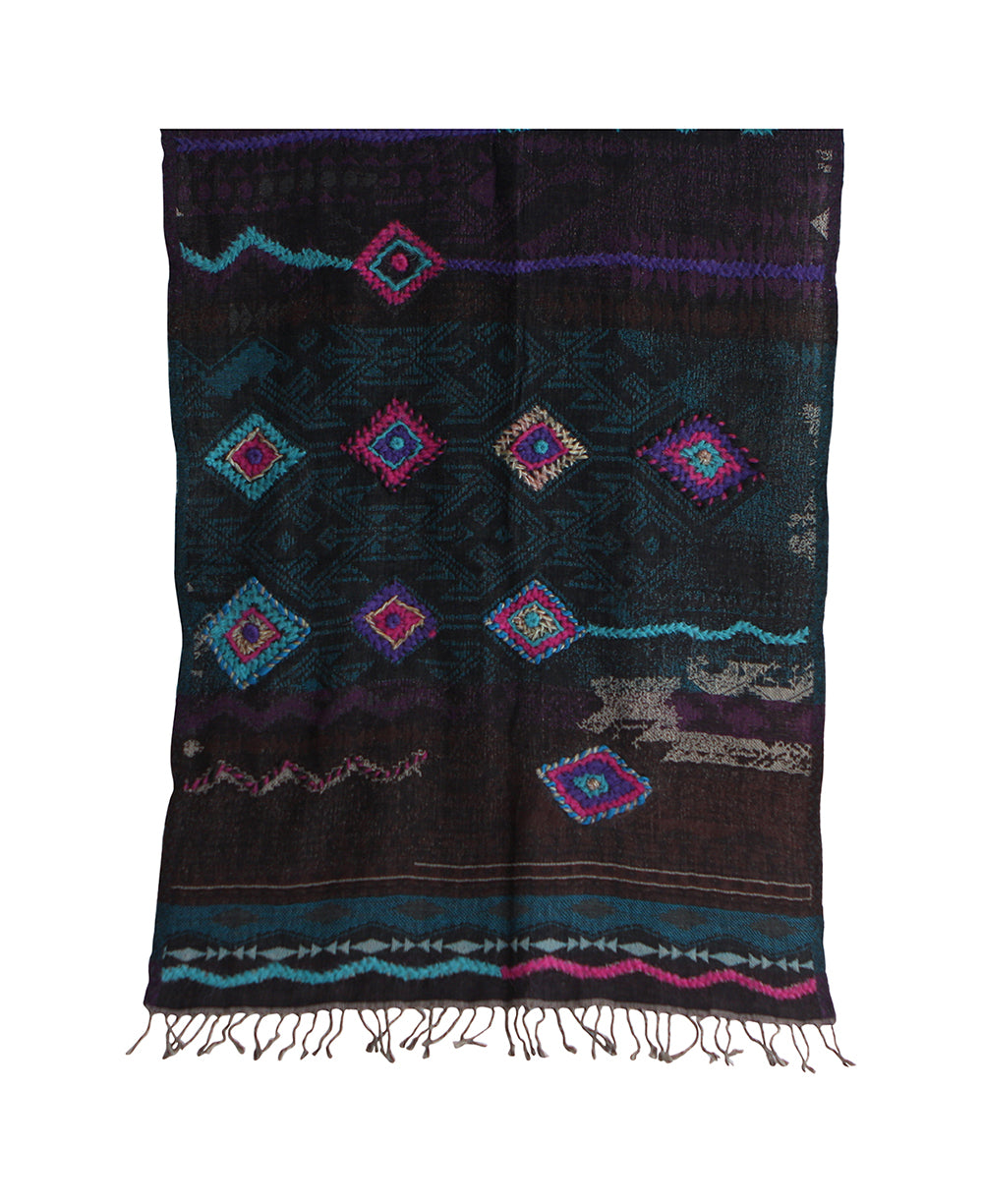 Premium Wool Tribal Shawl with Diamond Pattern