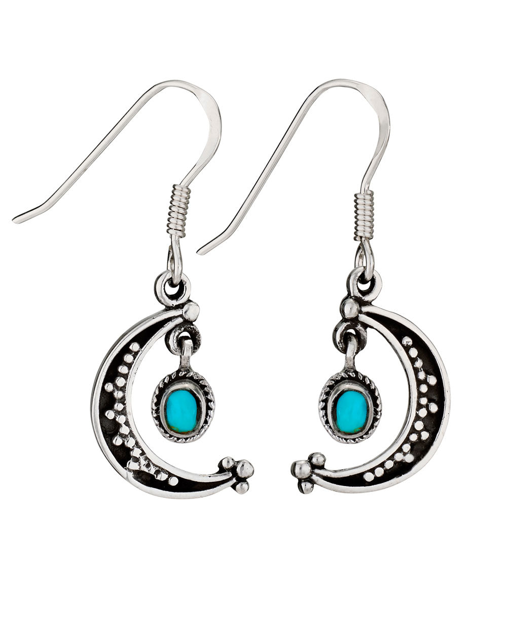 Turquoise Crescent Moon Earrings