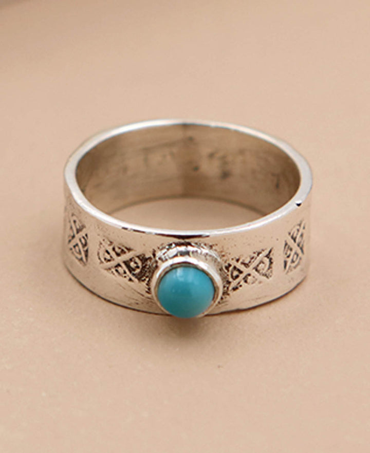 Etched Turquoise Ring