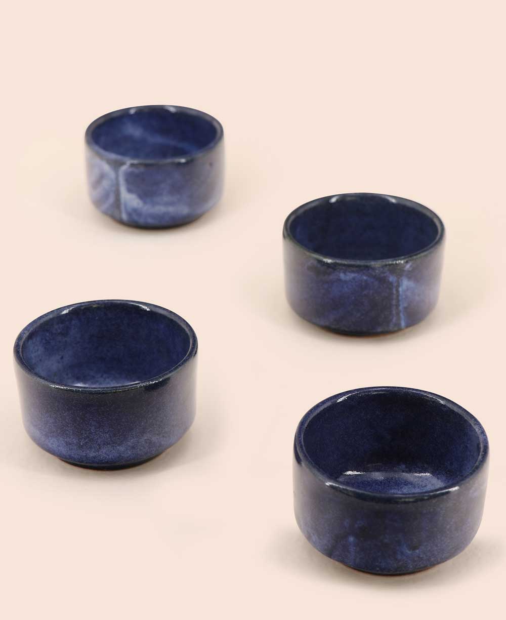 Glazed Ceramic Tea-light Candle Holders, Set of 4