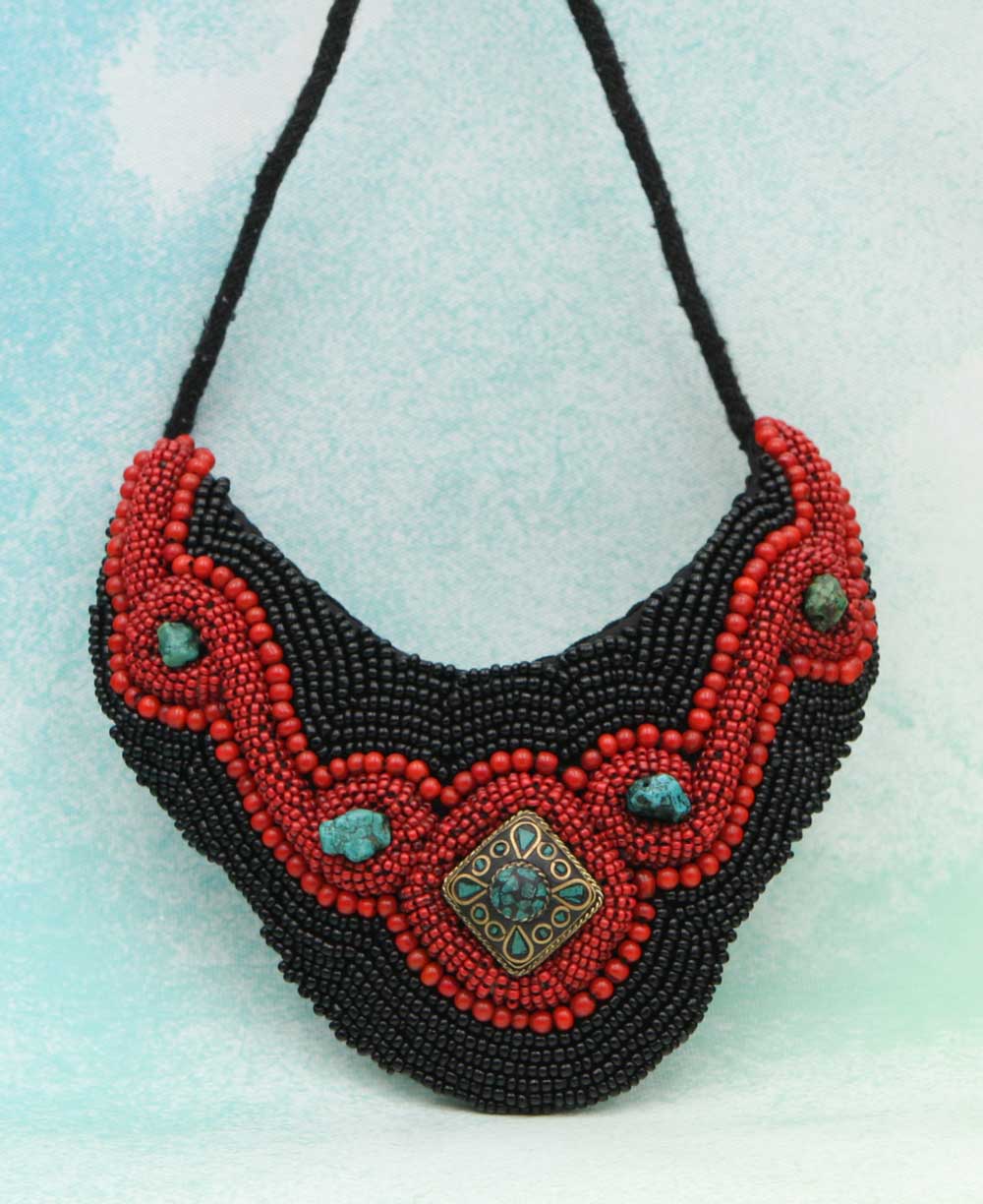 Beaded Tribal Bib Necklace