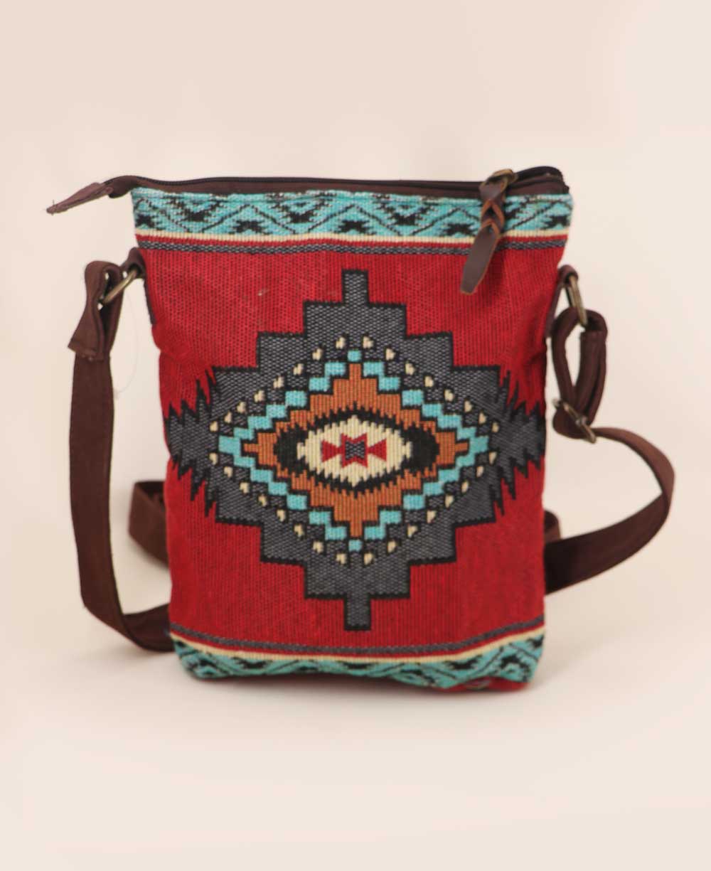 Artisan Tribal Woven Textile Crossbody Bag with Adjustable Strap