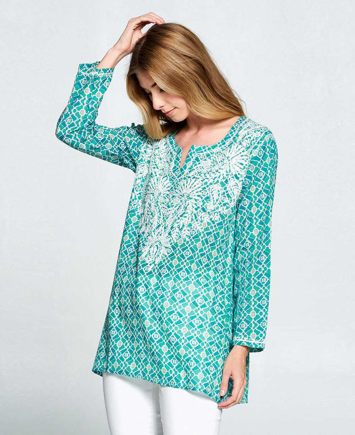Women’s Embroidered Mosaic Tunic Top