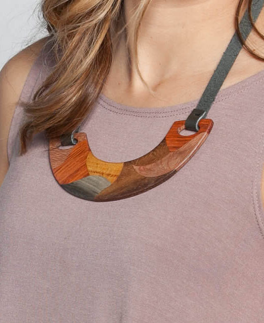 Wooden Crescent Necklace