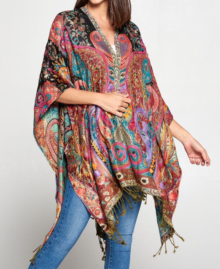 Floral Embroidered Rayon Wrap