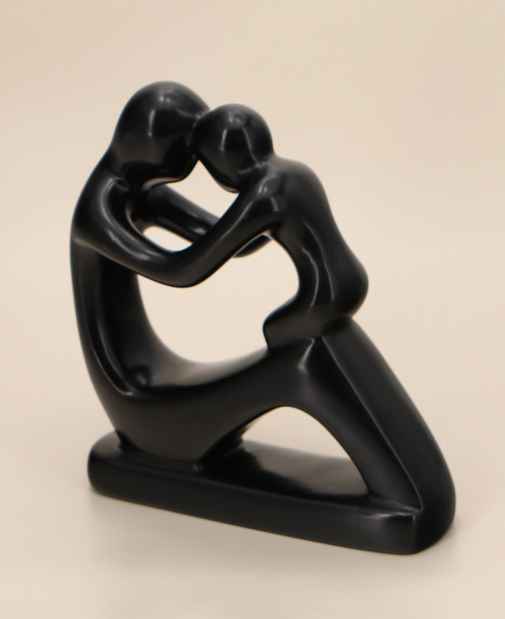 Soapstone Mother and Child Statue in Black
