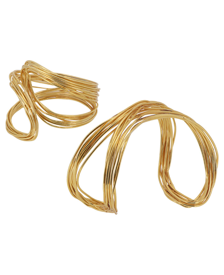 Sculptural Bendable Wire Bracelet, Gold Plated Brass, Turkey