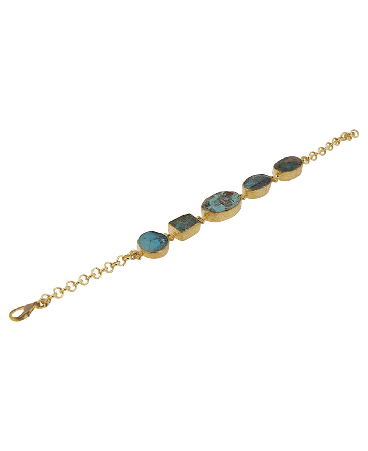 Natural Turquoise & Gold Plated Brass Bracelet, Turkey